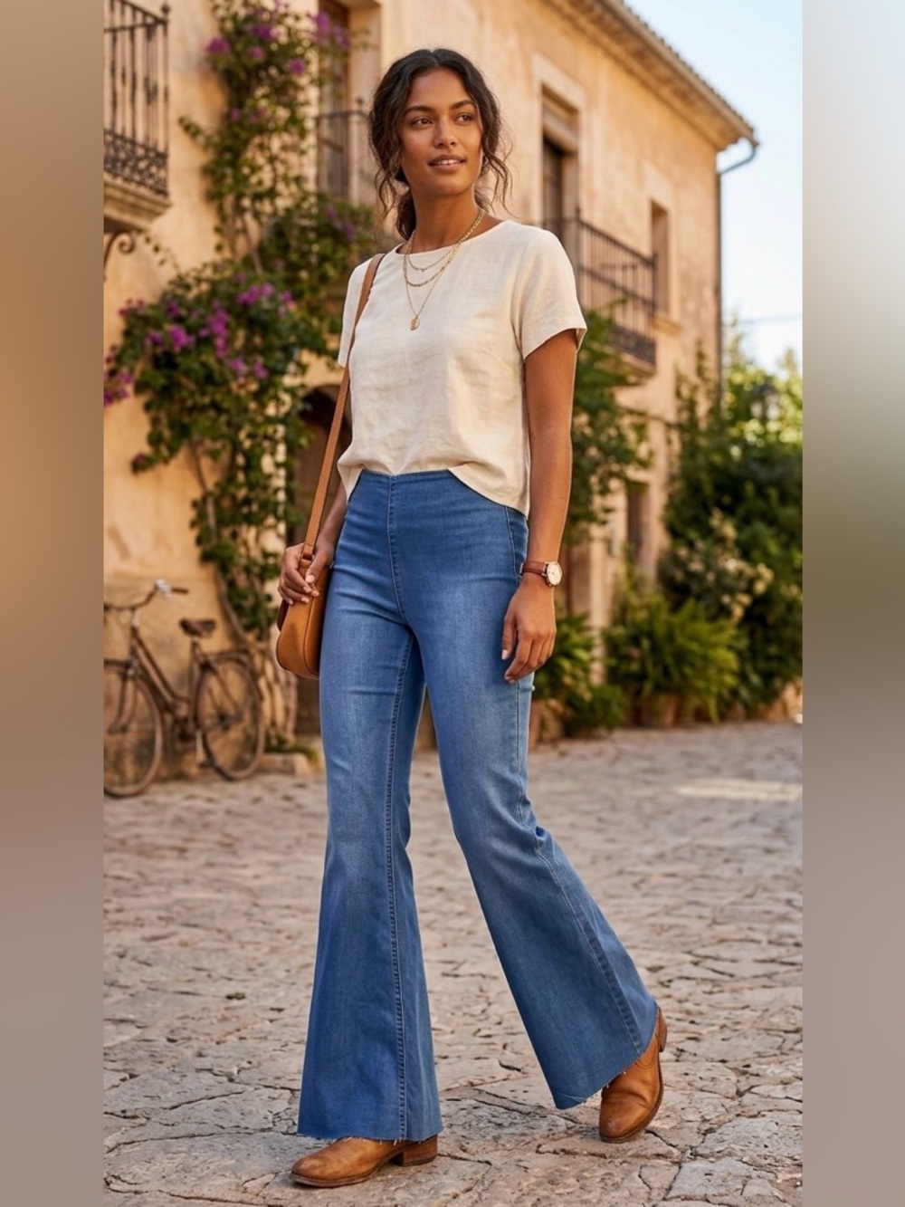 Free People We The Free Penny Pull-On Flare Jeans Blue Size 24 Boho Retro